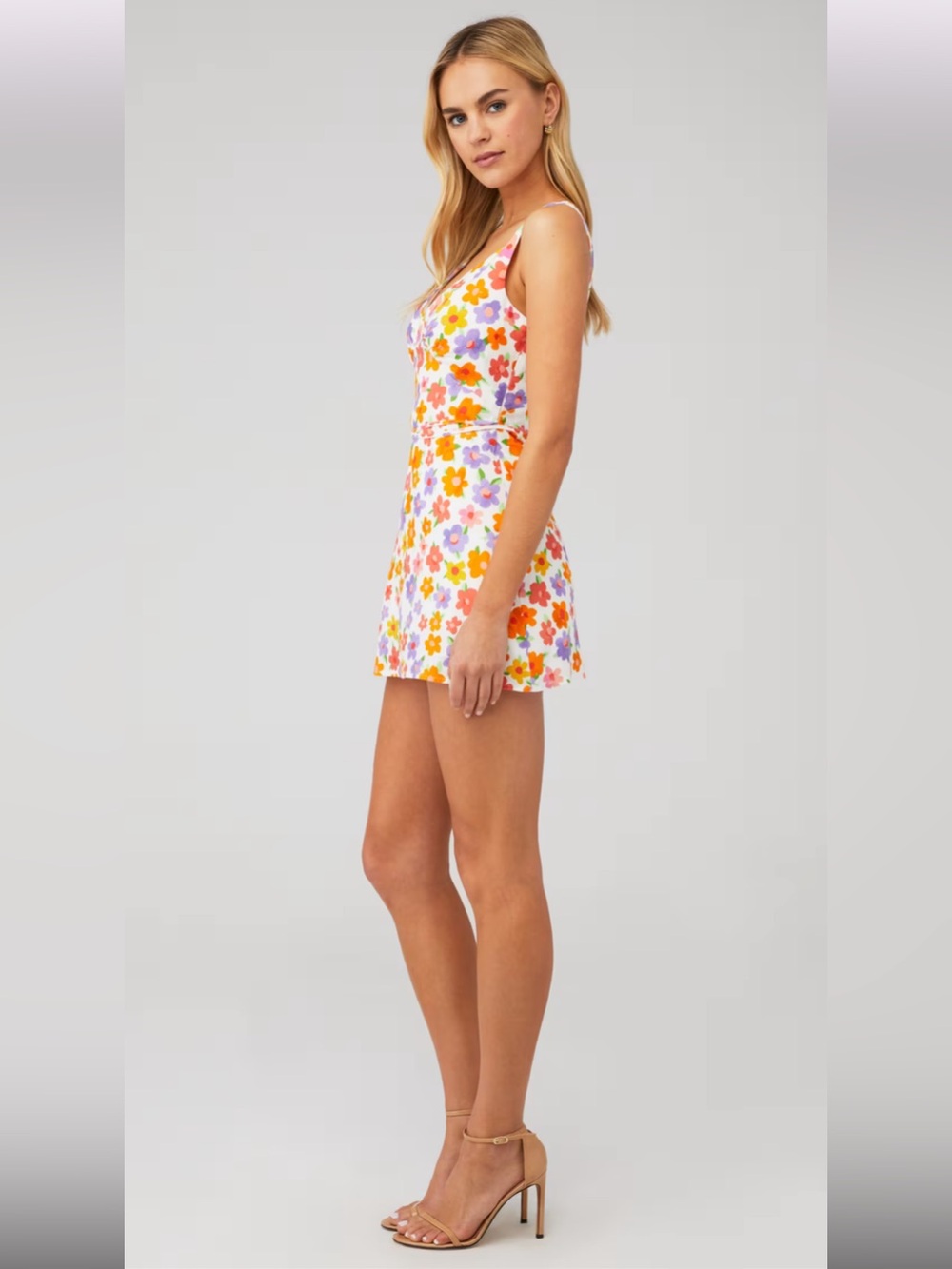 PepperMayo Women's Monday Margs Floral Linen Blend Mini Dress in Blooming Size 2 - Picture 2 of 11